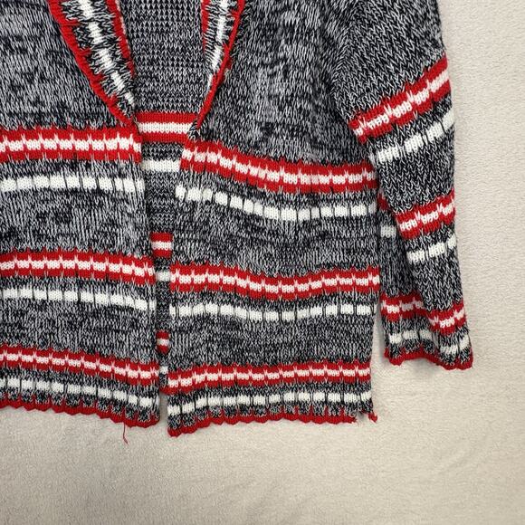 Vintage Scotch English Red Blue White Knit Collar Cardigan Sweater Medium - Picture 4 of 12